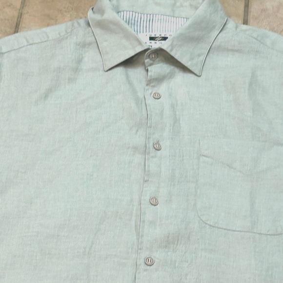 Joseph Abboud Linen Button Up Shirt Mens XL Green Short Sleeve Summer - Picture 3 of 9
